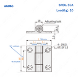 Black/Silver Adjustable Damping 180° Free Positioning Butt Hinge A6063/POM 5960 10N Door Cabinet Hinges Furniture Hardware